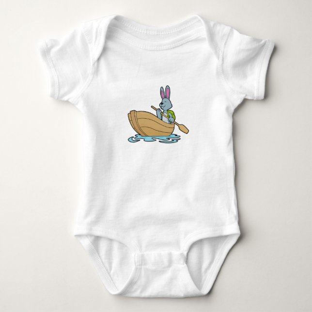 Kaninchen mit Boot & Paddle Baby Strampler (Vorderseite)