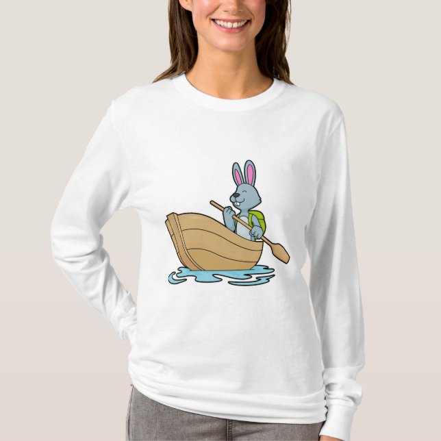 Kaninchen mit Boot & Paddle T-Shirt (Vorderseite)