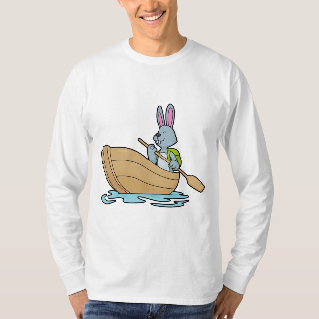 Kaninchen mit Boot & Paddle T-Shirt (Vorderseite)