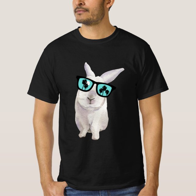 Kaninchen mit Brille, Badass Funny Bunny, Kaninche T-Shirt (Vorderseite)