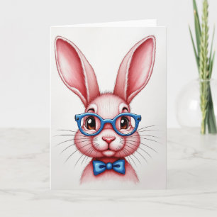 Kaninchen mit Brille Grußkarte Karte