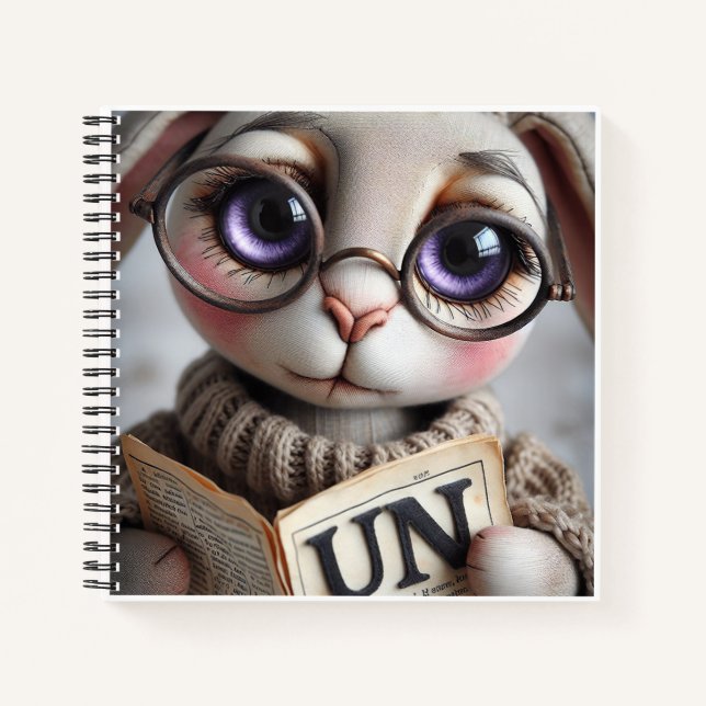 Kaninchen mit Brille mit einem Buch   (Vorderseite)