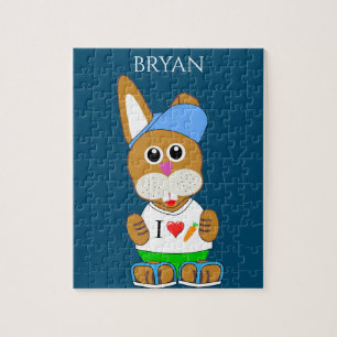 Kaninchen mit diesem Puzzle mit Kindername.