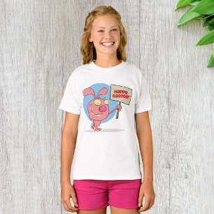 Kaninchen mit einem glücklichen Ostersehermädchen- T-Shirt