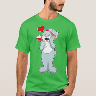 Kaninchen mit Glas Wein Herz T-Shirt
