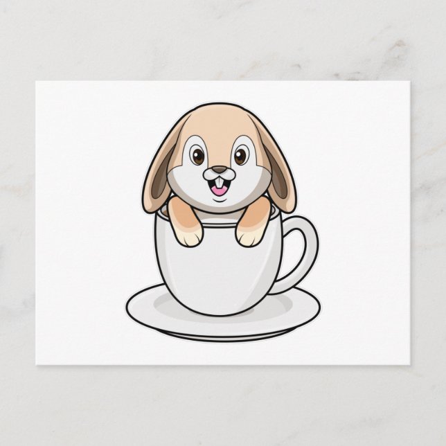 Kaninchen mit Kaffee-Cup Postkarte (Vorderseite)