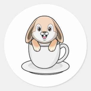 Kaninchen mit Kaffee-Cup Runder Aufkleber