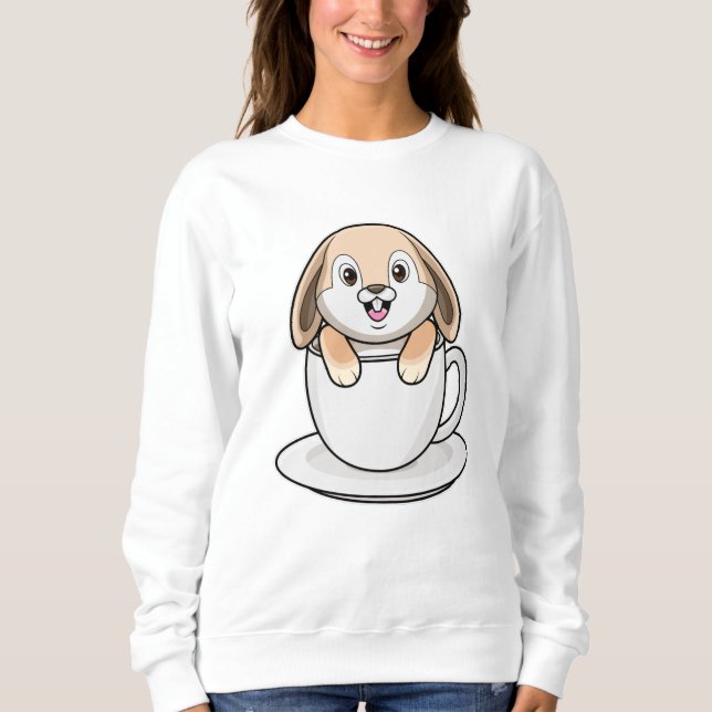 Kaninchen mit Kaffee-Cup Sweatshirt (Vorderseite)