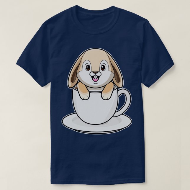 Kaninchen mit Kaffee-Cup T-Shirt (Design vorne)