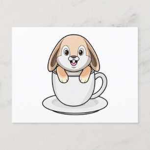 Kaninchen mit Kaffeetasse Postkarte