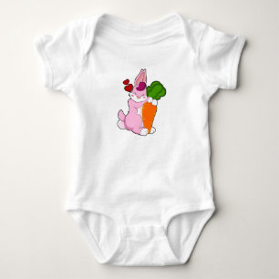 Kaninchen mit Karrot und Herz Baby Strampler