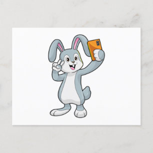 Kaninchen mit Mobiltelefon Postkarte