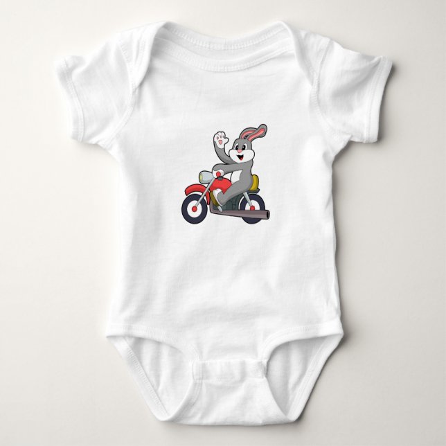 Kaninchen mit Motorrad.PNG Baby Strampler (Vorderseite)