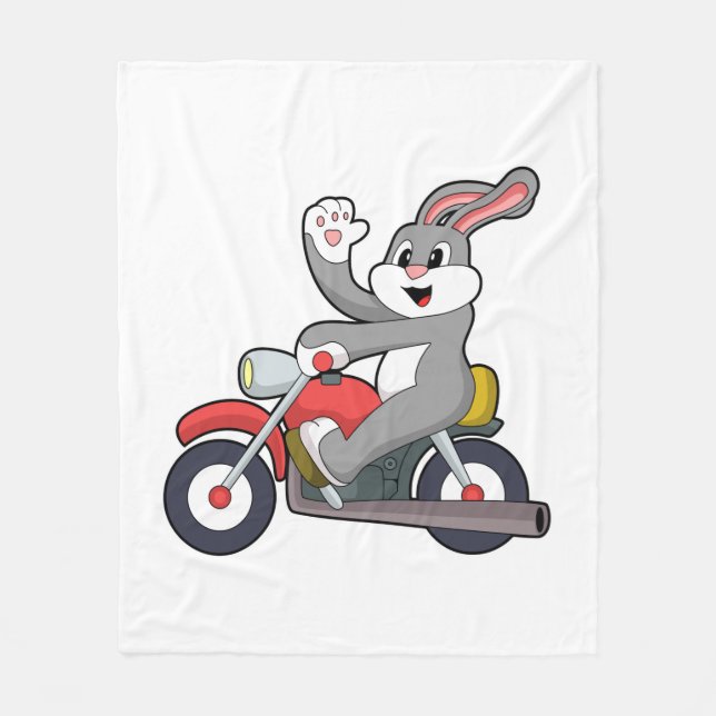Kaninchen mit Motorrad.PNG Fleecedecke (Vorderseite)