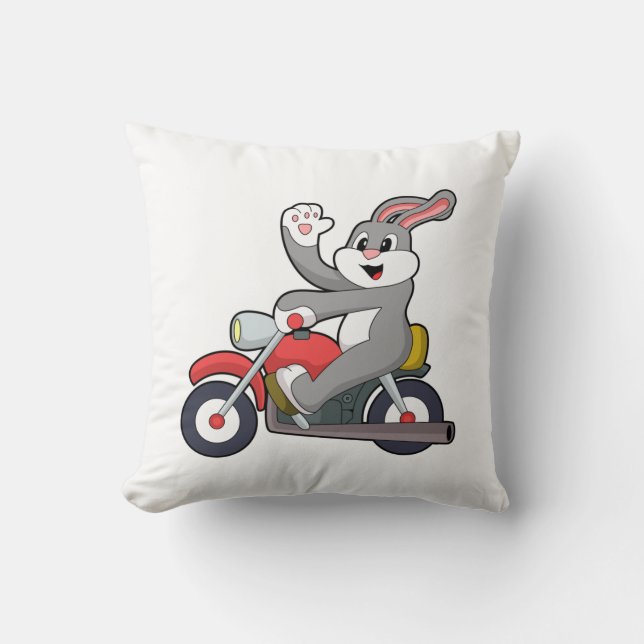 Kaninchen mit Motorrad.PNG Kissen (Vorderseite)