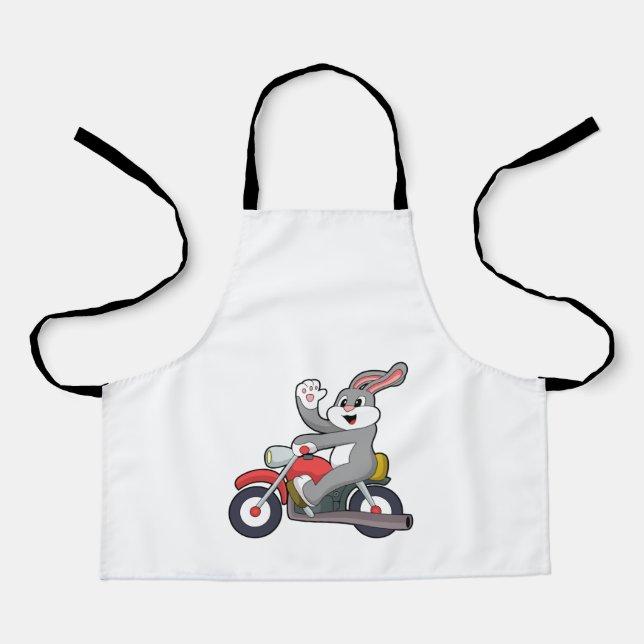 Kaninchen mit Motorrad.PNG Schürze (Vorderseite)
