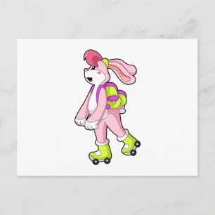 Kaninchen mit Roller-Skaten Postkarte
