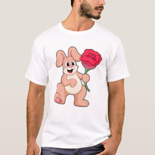 Kaninchen mit rote Rose T-Shirt