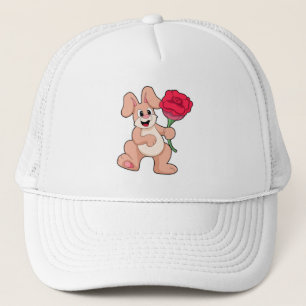 Kaninchen mit rote Rose Truckerkappe