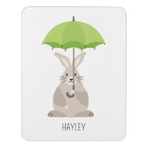 Kaninchen mit Schirm individuelle Name Kinderzimme