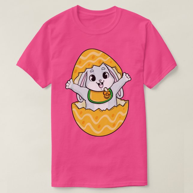 Kaninchen mit Schnuller Bib und Ei T-Shirt (Design vorne)