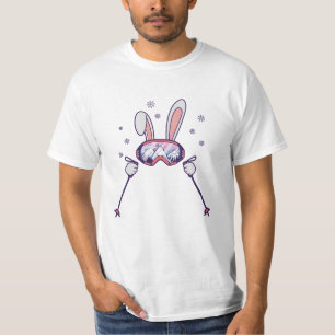 Kaninchen mit Skistöcken und Skibrille T-Shirt
