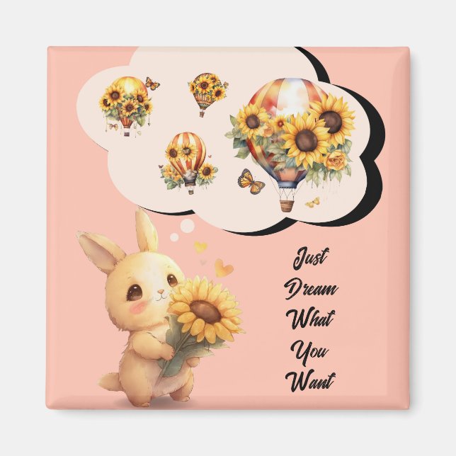 Kaninchen mit Sonnenblumenmagazin Magnet (Vorne)