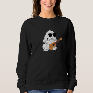 Kaninchen mit Sonnenbrille spielen Ukulele Sweatshirt