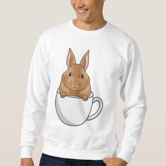 Kaninchen mit Tasse Kaffee Sweatshirt (Vorderseite)