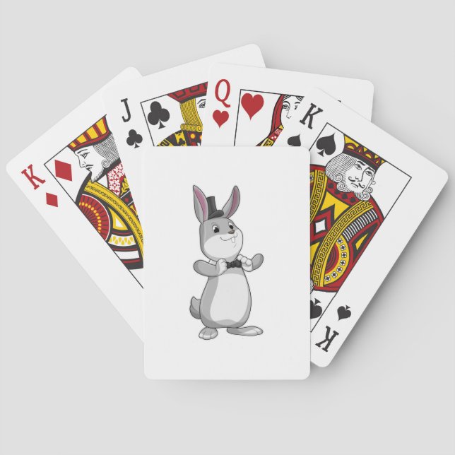 Kaninchen mit Top Hut & Bow-Krawatte Spielkarten (Rückseite)