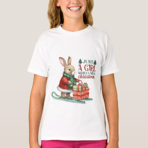 Kaninchen mit Weihnachtsgeschenke auf Skiern T-Shirt