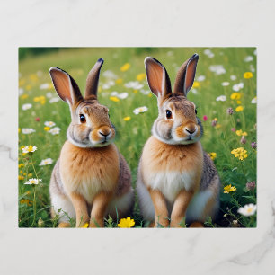 Kaninchen-Natur-Wildtiere-Zuneigung Gekümmert Folien Feiertagspostkarte