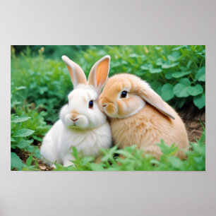 Kaninchen-Natur-Wildtiere-Zuneigung Gekümmert Poster