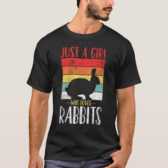 Kaninchen nur ein Mädchen, die Lieben Rabbits Retr T-Shirt (Vorderseite)