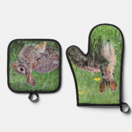 Kaninchen Ofenhandschuh & Topflappen-Set