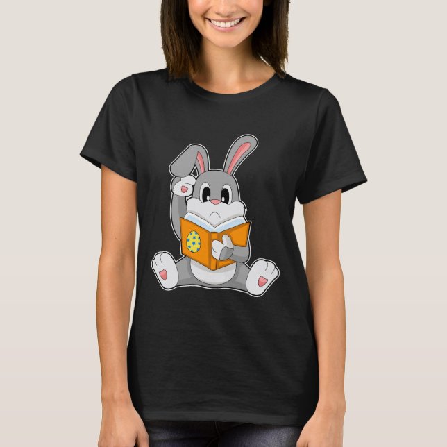 Kaninchen Osterei Lesen T-Shirt (Vorderseite)