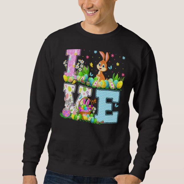 Kaninchen Ostereier Jagd Sonnige Liebe Kaninchen O Sweatshirt (Vorderseite)