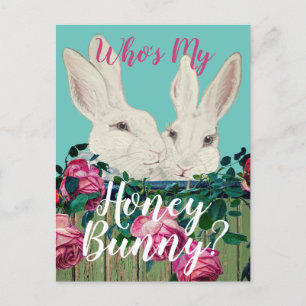 Kaninchen Ostern Pastell Blumen Romantik Süß Feiertagspostkarte