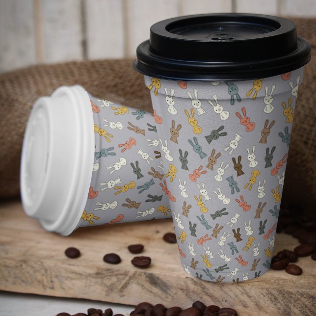 Kaninchen Ostersonniger Cartoon Pappbecher (easter bunny rabbit pattern kids,adult party stationery, birthday party use and throw paper cups)