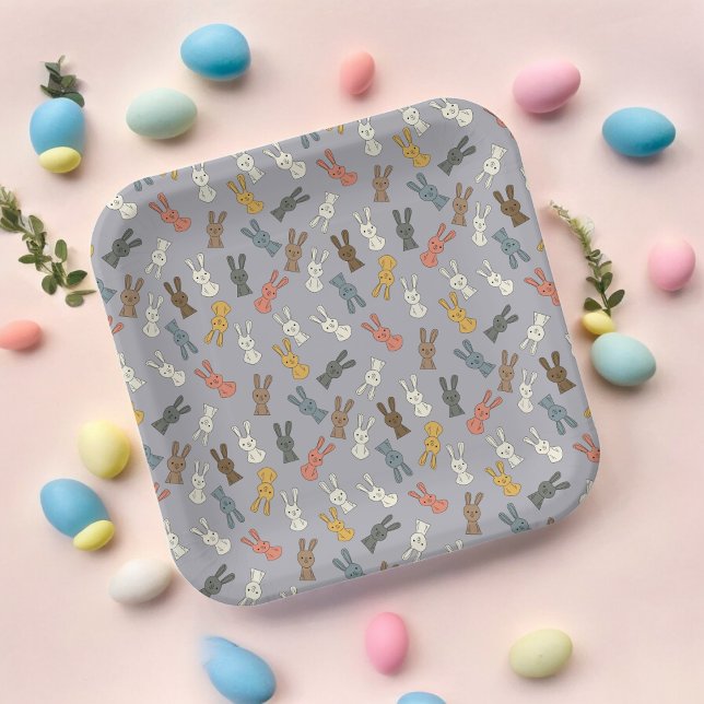 Kaninchen Ostersonniger Cartoon Pappteller (rabbit easter bunny,birthday,wedding,baby shower,special occasion event paper plate party supplies)
