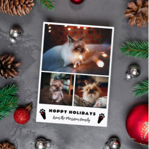 Kaninchen-Pfoten-Fotocollage Hoppy Holidays Feiertagskarte