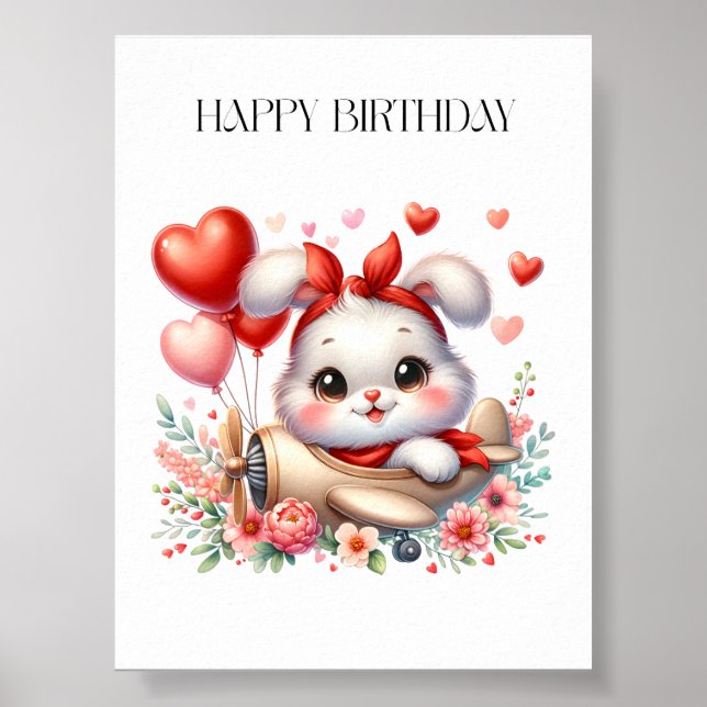 Kaninchen-Pilot-Geburtstag Poster (Vorne)