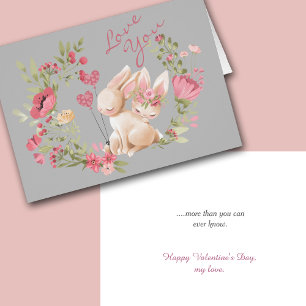 Kaninchen Pink Wreath Romantische Valentine