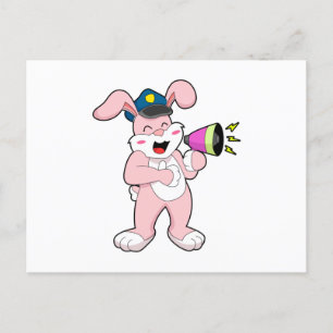 Kaninchen-Polizist Mikrofon Postkarte