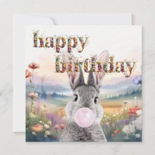 Kaninchen pustet rosa Kaugummi Alles Gute zum Gebu Karte