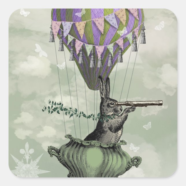 Kaninchen Quadratischer Aufkleber (Vorderseite)