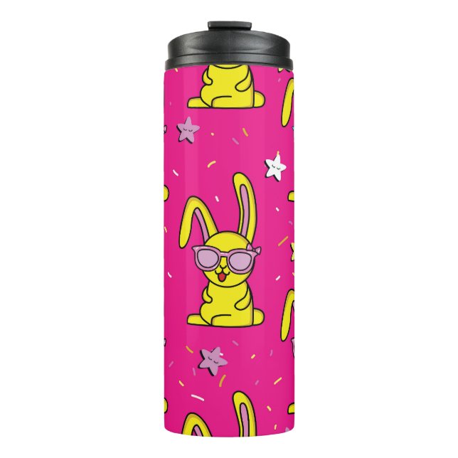 Kaninchen-Rave: Kids' Pattern Delight Thermosbecher (Vorderseite)
