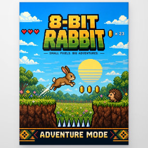 Kaninchen, Retro-8-Bit-Pixel-Art Postkarte