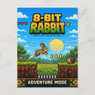 Kaninchen, Retro-8-Bit-Pixel-Art Postkarte