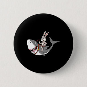 Kaninchen Riding Hai Ostern Spaß Jungen Mädchen Ki Button